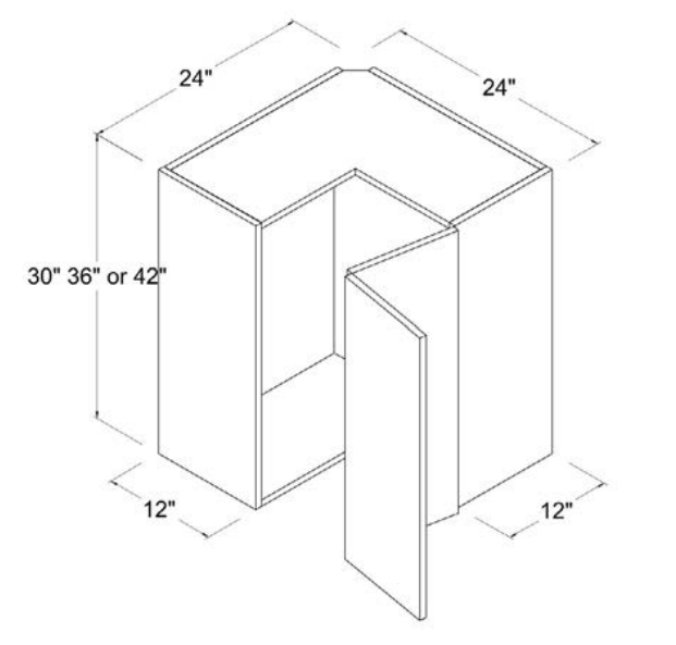 Frameless — Wall Easy Reach - 24"W X 30"H X 12"D - 2 Doors - 2 Shelves — highest-resolution technical cabinet drawing