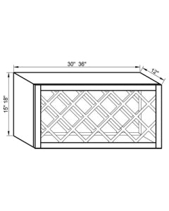 Classic Framed — Wall Wine Rack Cabinet - 36”W x 15”H x 12”D — highest-resolution technical cabinet drawing