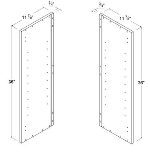 MB-WSP36R — Finished Right-Side Panel for 36"H Wall cabinets - 11 7/8"D X 36"H X 3/4"W