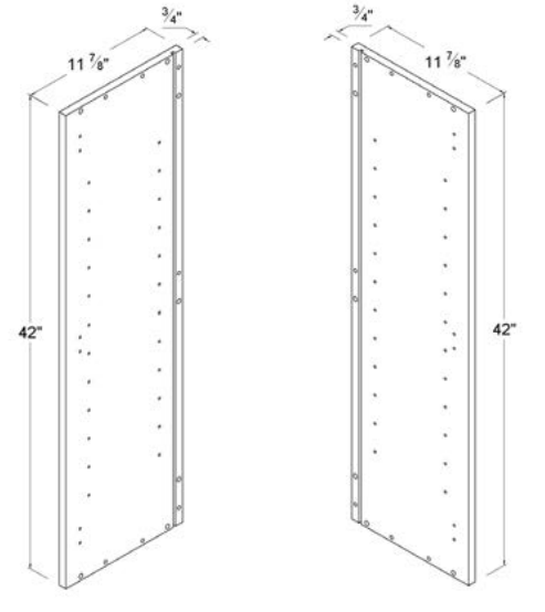 MB-WSP42L — Finished Left-Side Panel for 42"H Wall cabinets - 11 7/8"D X 42"H X 3/4"W